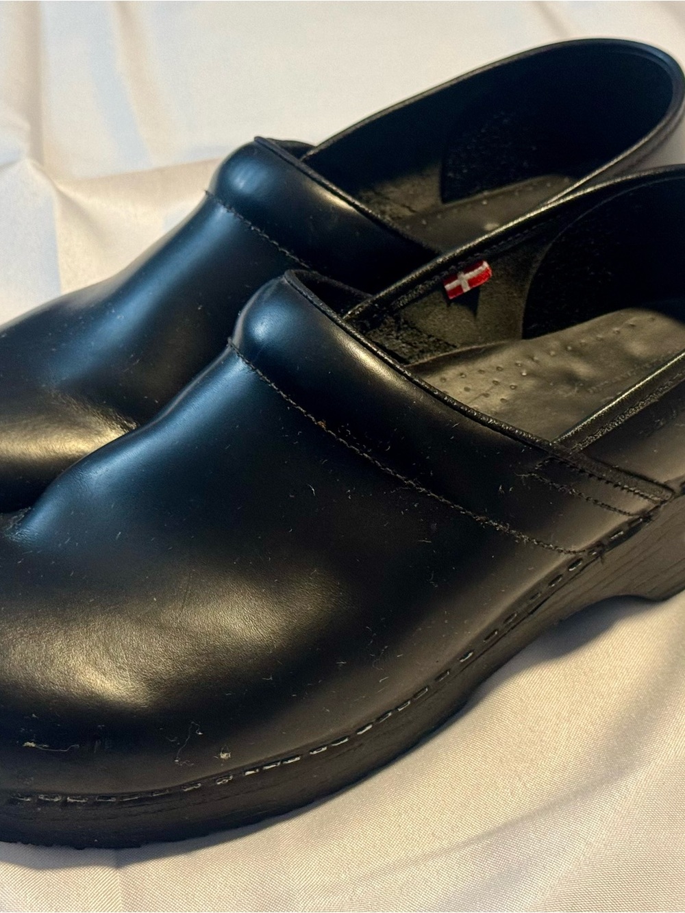 Men's Black Leather Slip-On Clog